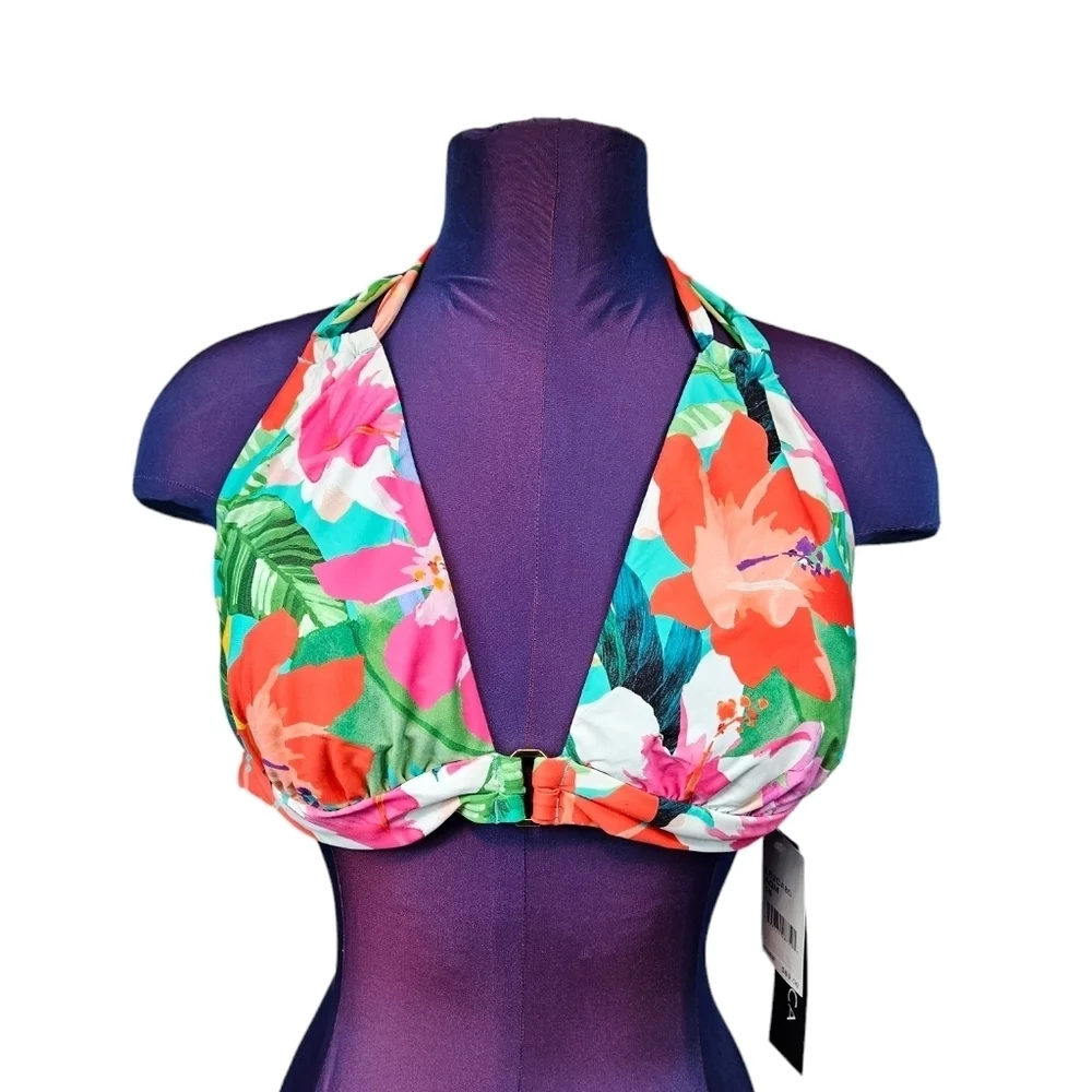 NWT La Blanca Tropea Tropical Halter Bikini Top Size 16 Women's Q20‎